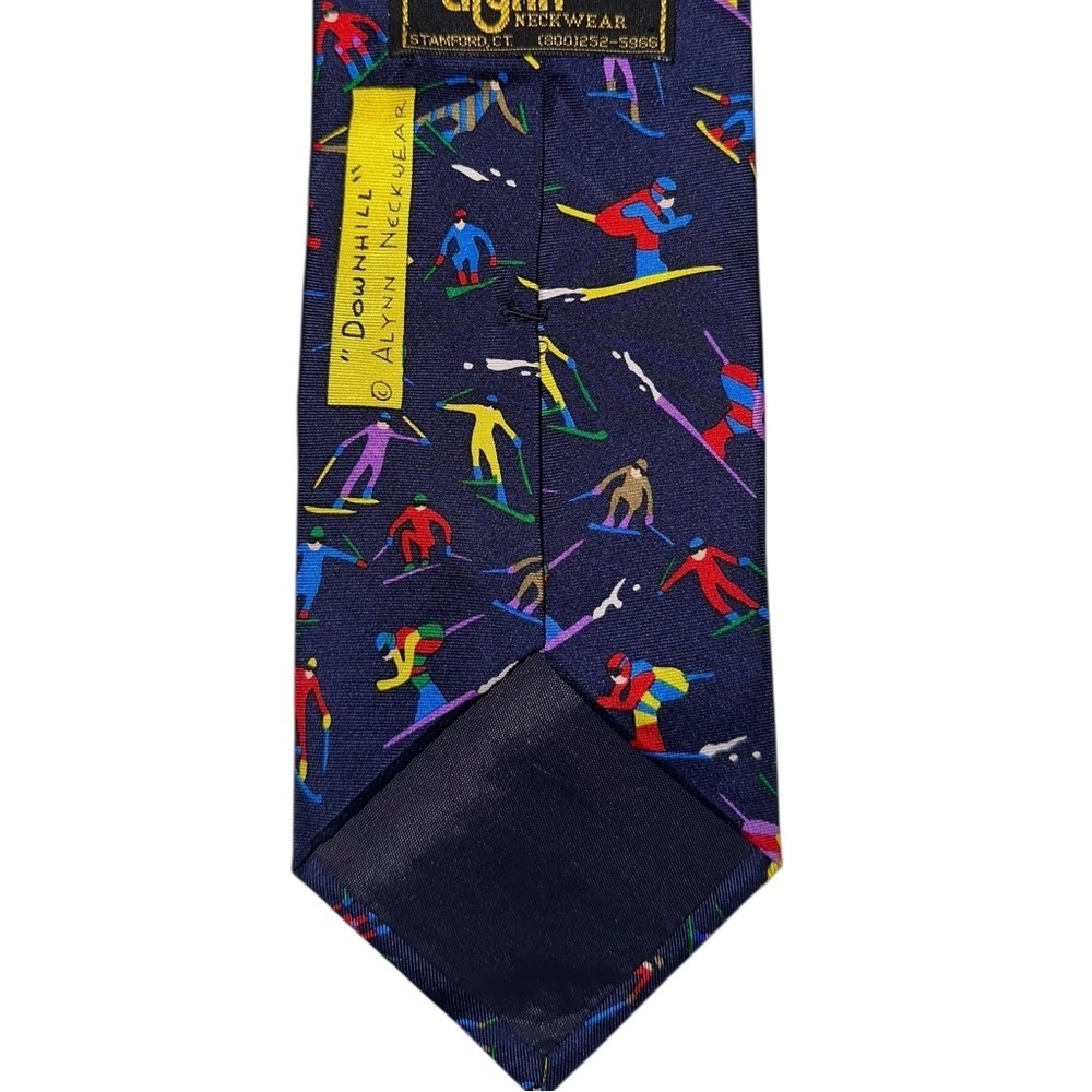 Vintage Alynn Neckwear Downhill Skiing Mens Tie Silk Multicolor Ski 56x3.75” USA - Picture 4 of 5